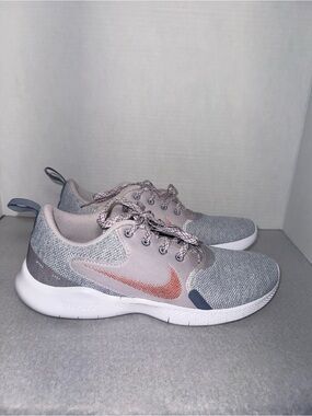 Nike Flex Shoes Womens 9.5 Gray Pink Walking Running Sneakers
